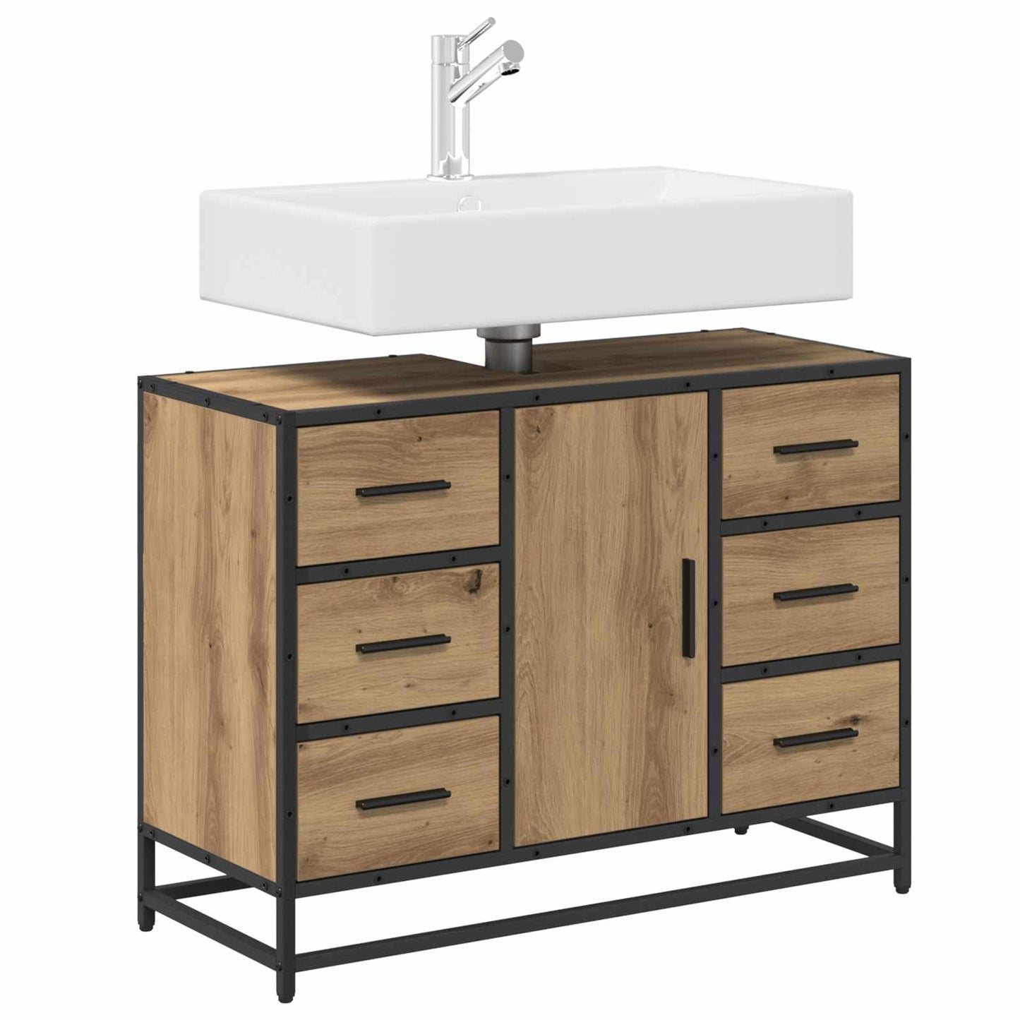 vidaXL Badezimmer Waschbecken Schrank Artisan-Eiche 80 x 33 x 60 cm