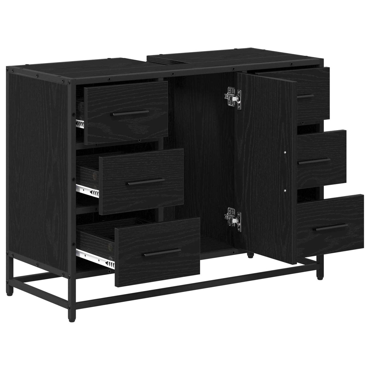vidaXL Badezimmerschrank mit Tür Schwarz Eichen-Optik 80 x 33 x 60 cm