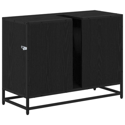 vidaXL Badezimmerschrank mit Tür Schwarz Eichen-Optik 80 x 33 x 60 cm
