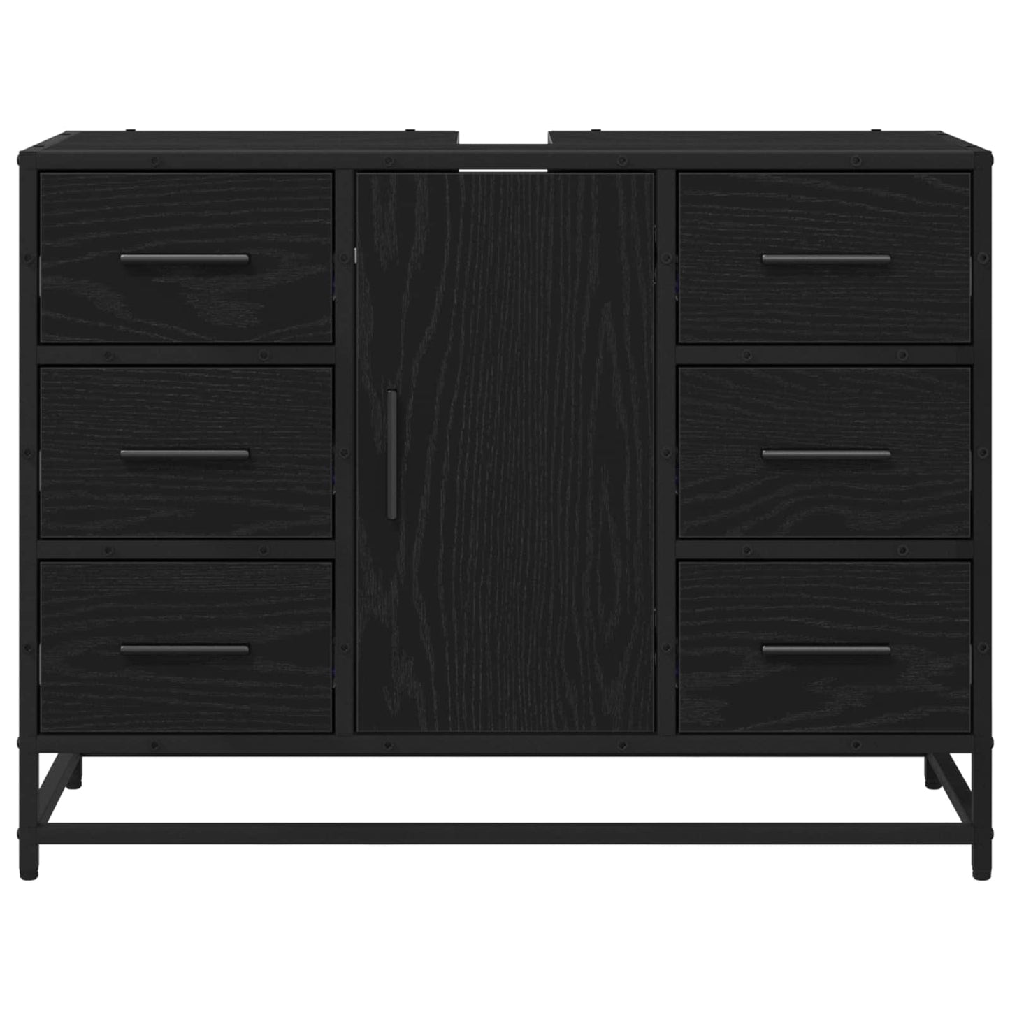 vidaXL Badezimmerschrank mit Tür Schwarz Eichen-Optik 80 x 33 x 60 cm