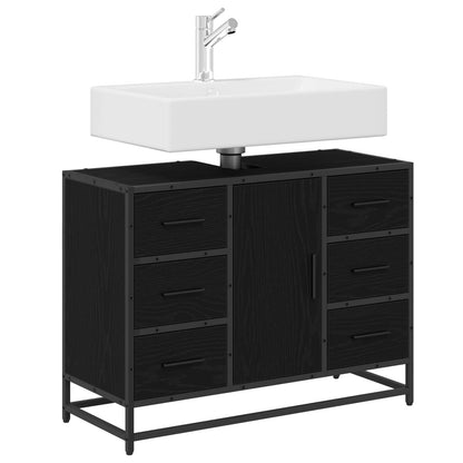 vidaXL Badezimmerschrank mit Tür Schwarz Eichen-Optik 80 x 33 x 60 cm