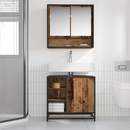 vidaXL Badezimmerschrank mit Tür Altholz 65 x 33 x 60 cm Holzwerkstoff