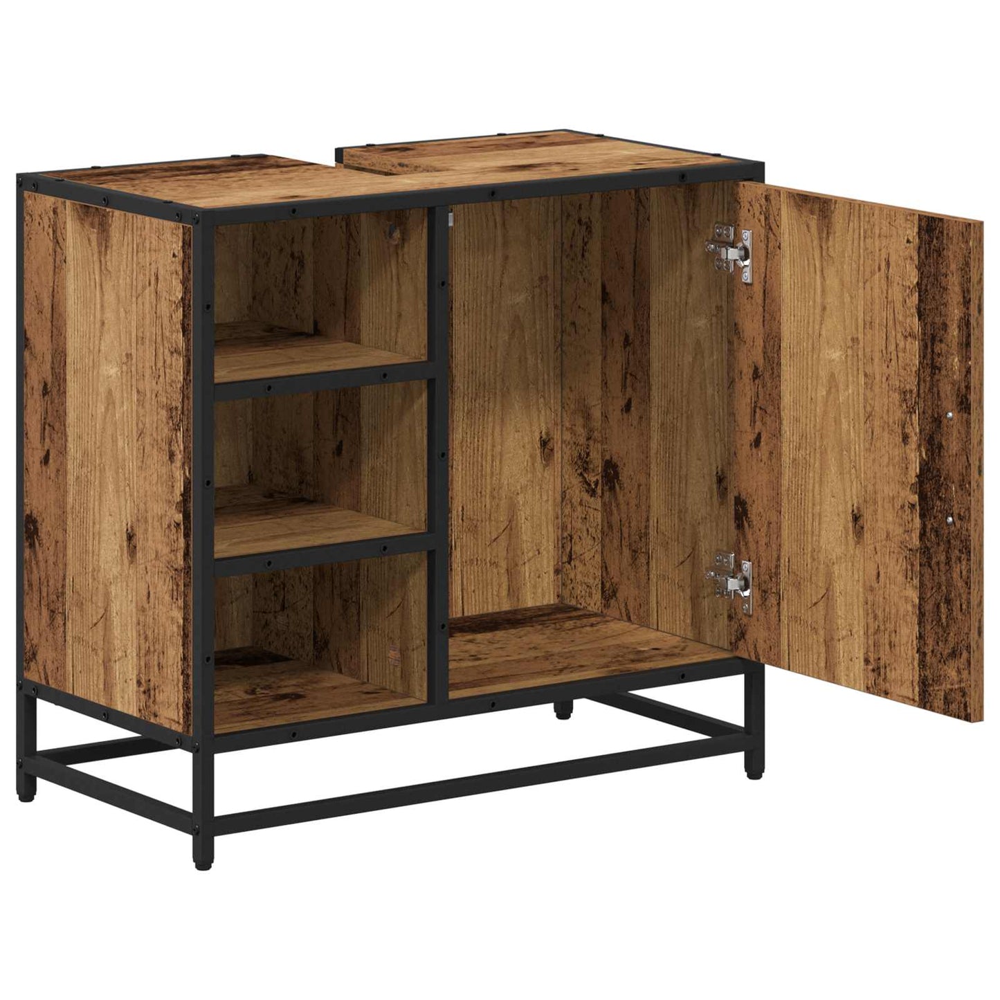 vidaXL Badezimmerschrank mit Tür Altholz 65 x 33 x 60 cm Holzwerkstoff