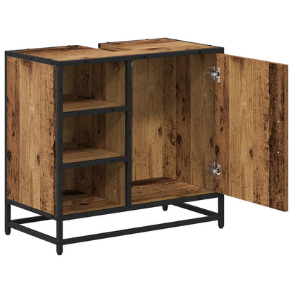 vidaXL Badezimmerschrank mit Tür Altholz 65 x 33 x 60 cm Holzwerkstoff