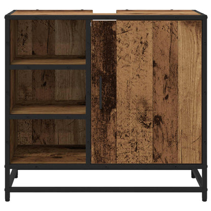 vidaXL Badezimmerschrank mit Tür Altholz 65 x 33 x 60 cm Holzwerkstoff