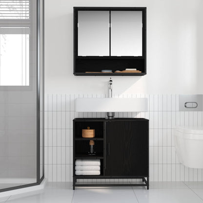 vidaXL Badezimmerschrank mit Tür Schwarz Eichen-Optik 65 x 33 x 60 cm