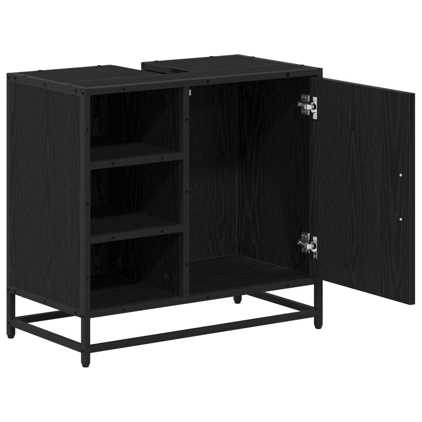 vidaXL Badezimmerschrank mit Tür Schwarz Eichen-Optik 65 x 33 x 60 cm