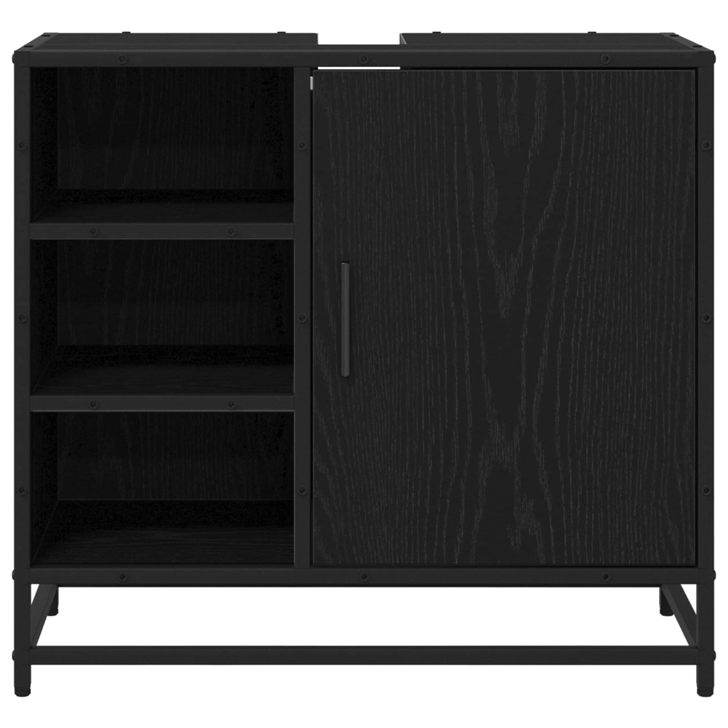 vidaXL Badezimmerschrank mit Tür Schwarz Eichen-Optik 65 x 33 x 60 cm