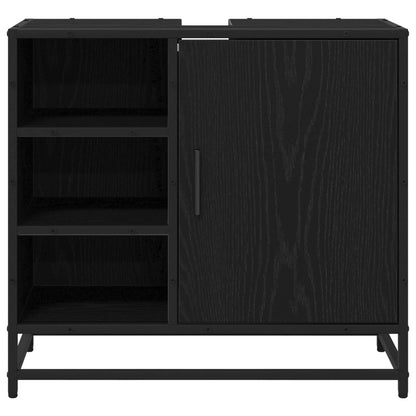 vidaXL Badezimmerschrank mit Tür Schwarz Eichen-Optik 65 x 33 x 60 cm