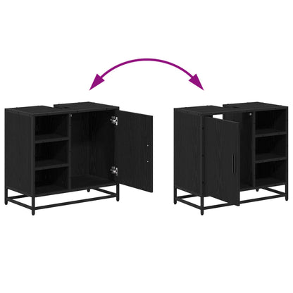 vidaXL Badezimmerschrank mit Tür Schwarz Eichen-Optik 65 x 33 x 60 cm