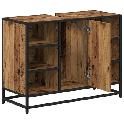 vidaXL Badezimmerschrank mit Tür Altholz 80 x 33 x 60 cm Holzwerkstoff