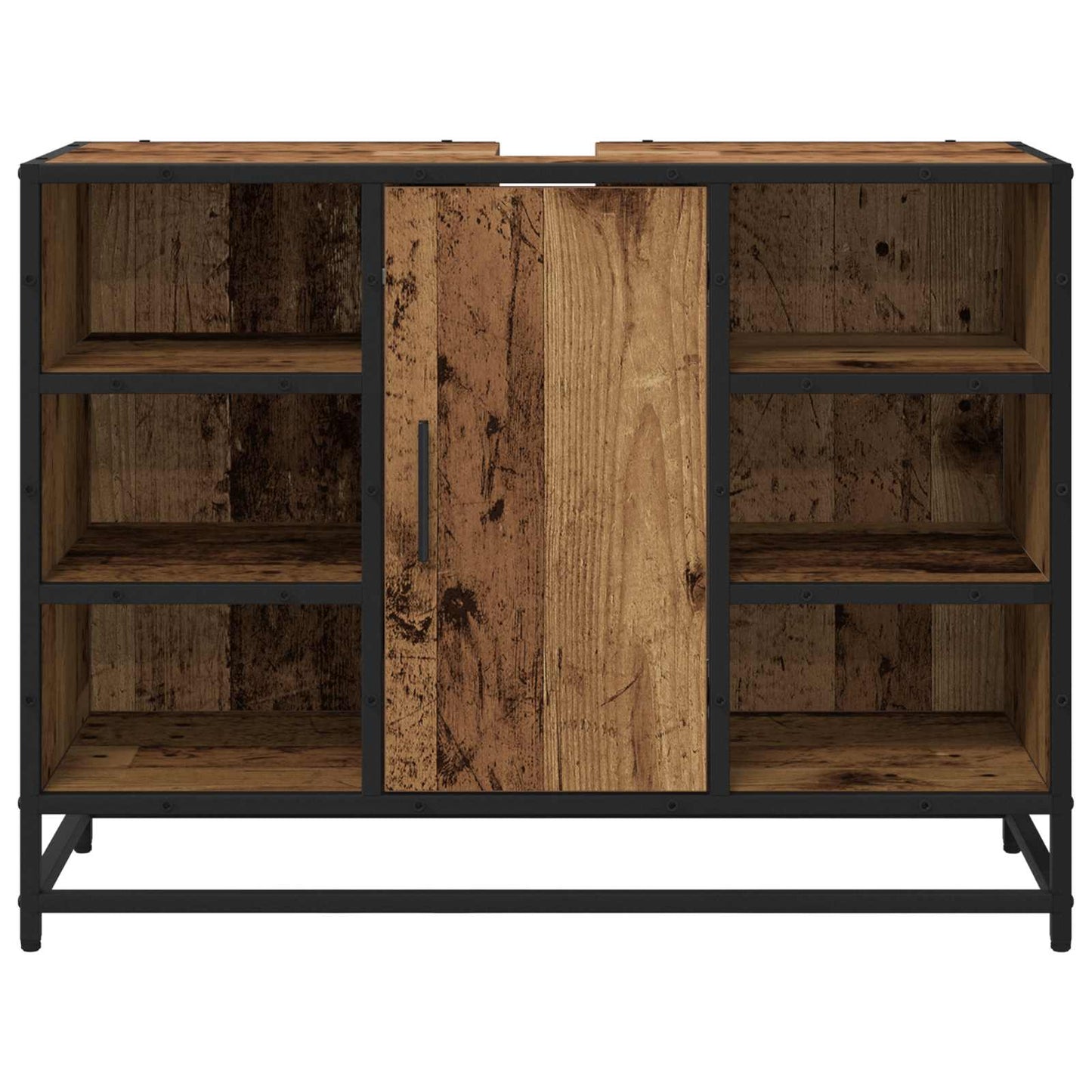 vidaXL Badezimmerschrank mit Tür Altholz 80 x 33 x 60 cm Holzwerkstoff