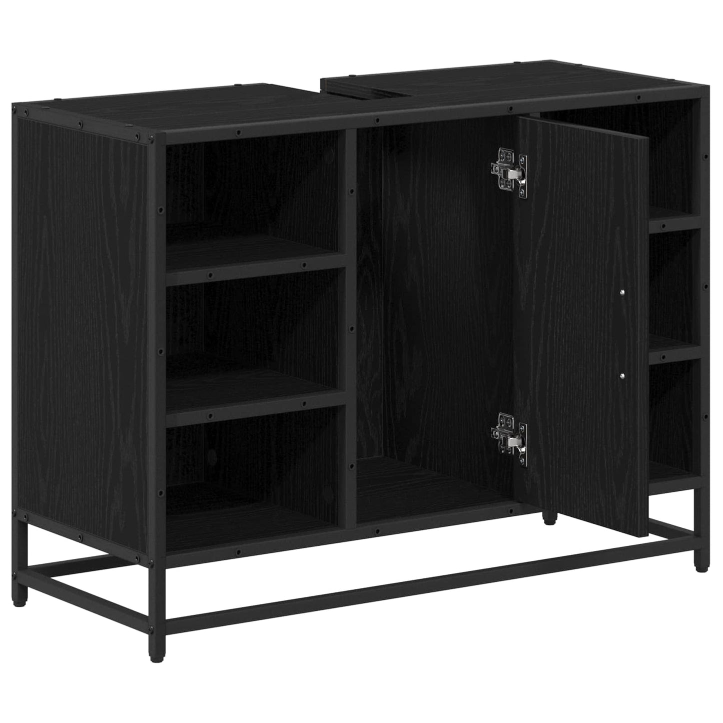 vidaXL Badezimmerschrank mit Tür Schwarz Eichen-Optik 80 x 33 x 60 cm