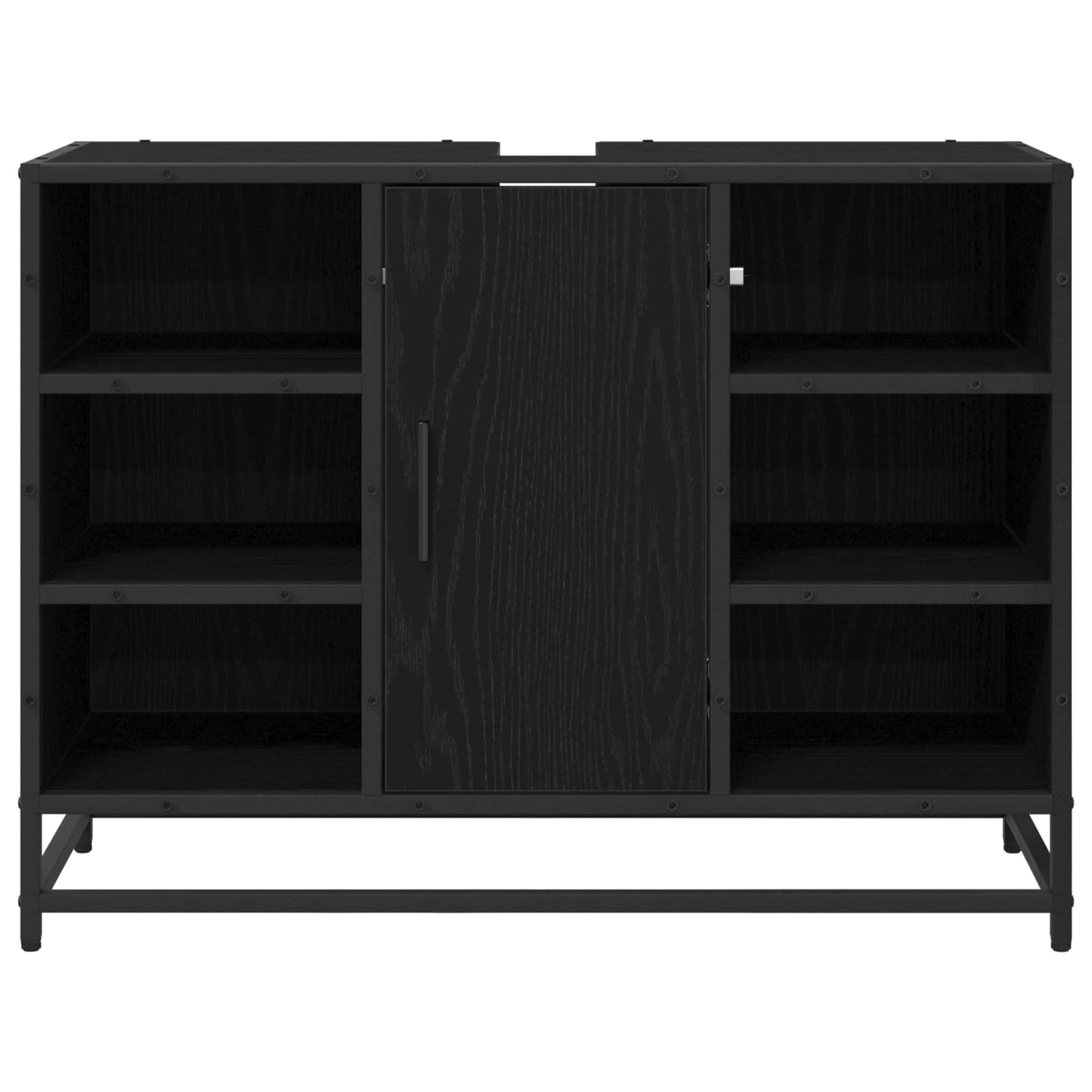 vidaXL Badezimmerschrank mit Tür Schwarz Eichen-Optik 80 x 33 x 60 cm