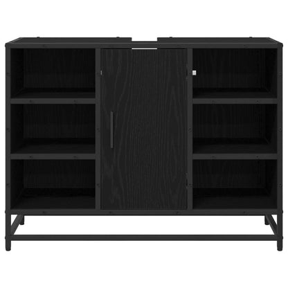 vidaXL Badezimmerschrank mit Tür Schwarz Eichen-Optik 80 x 33 x 60 cm