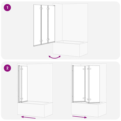 Faltbare Duschtrennwand Schwarz 130 x 138 cm