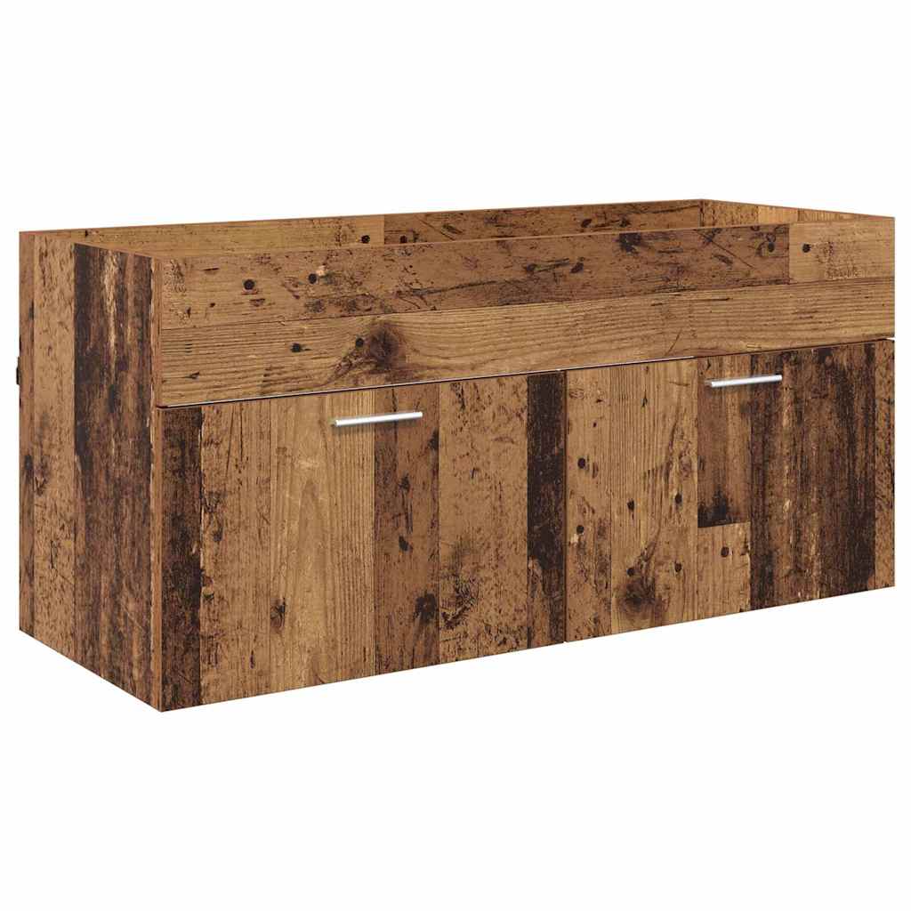 vidaXL Waschbeckenunterschrank mit Speicher Altholz Holzwerkstoff
