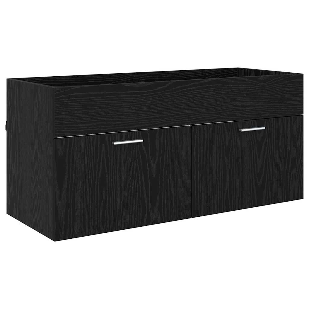 vidaXL Waschbeckenunterschrank Schwarz Eichen-Optik Holzwerkstoff
