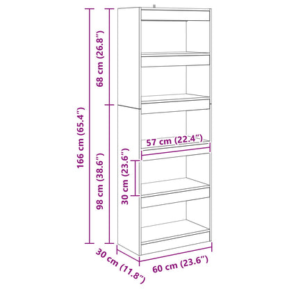 vidaXL Bücherregal Schwarz Eichen-Optik 60 x 30 x 166 cm Holzwerkstoff