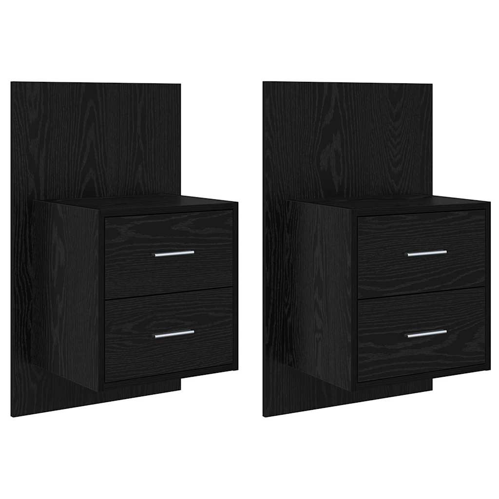 vidaXL Wandmontiertes Nachttischchen 2 pcs Schwarz Eichen-Optik