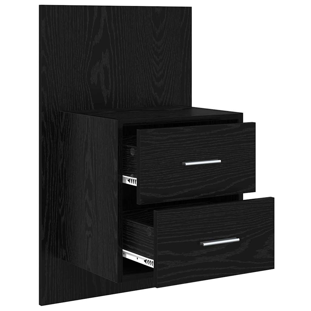 vidaXL Wandmontiertes Nachttischchen 2 pcs Schwarz Eichen-Optik