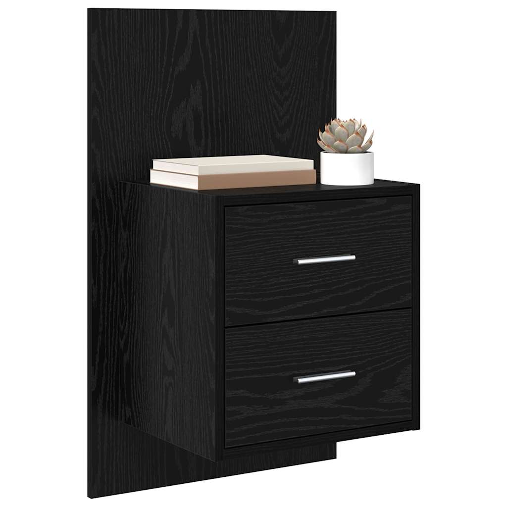 vidaXL Wandmontiertes Nachttischchen 2 pcs Schwarz Eichen-Optik