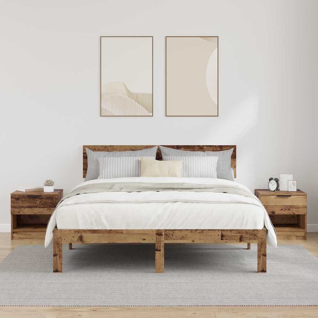 vidaXL Bettschrank 2 pcs Altholz 40 x 39 x 40 cm Holzwerkstoff
