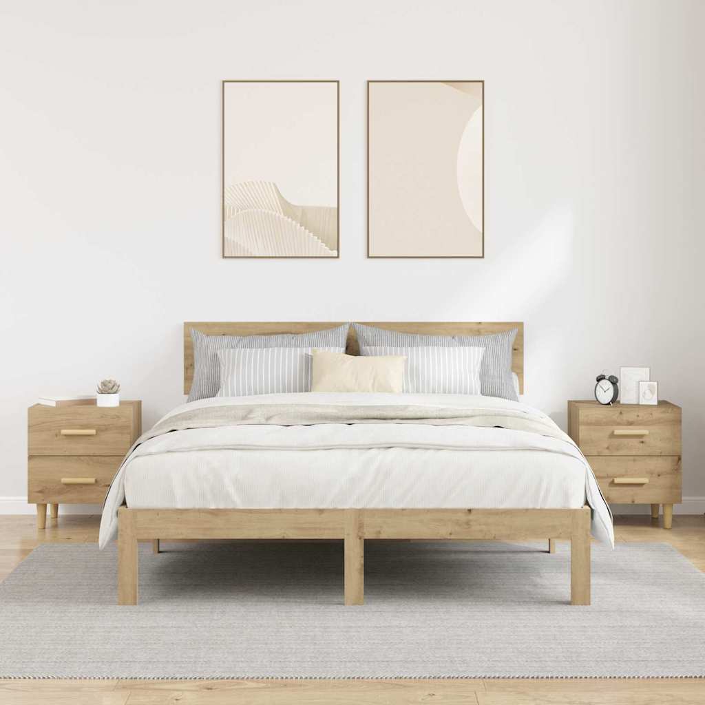 vidaXL Bettschrank 2 pcs Artisan-Eiche 40 x 35 x 47,5 cm Holzwerkstoff