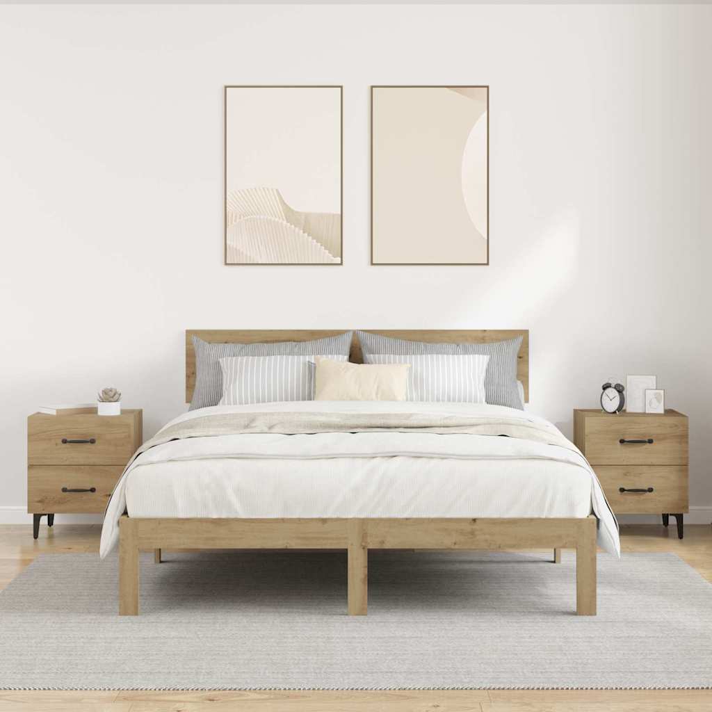 vidaXL Bettschrank 2 pcs Artisan-Eiche 40 x 35 x 47,5 cm Holzwerkstoff