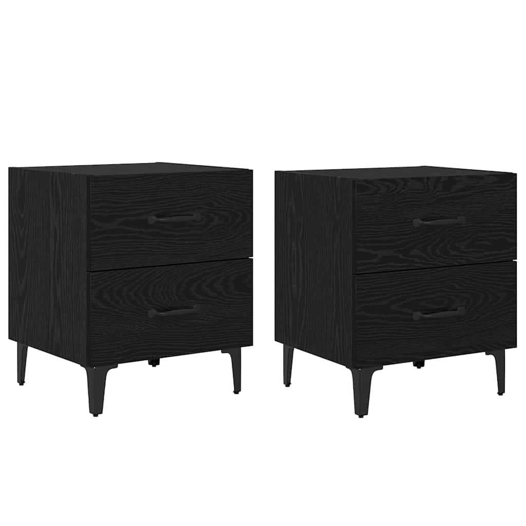 Bettschrank 2 pcs Schwarz Eichen-Optik 40 x 35 x 47,5 cm