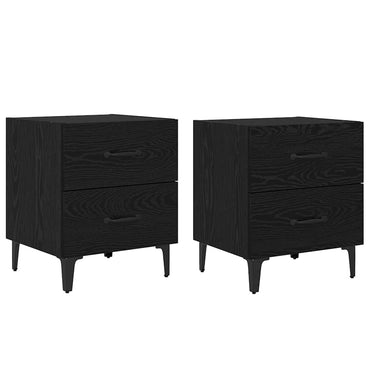 vidaXL Bettschrank 2 pcs Schwarz Eichen-Optik 40 x 35 x 47,5 cm
