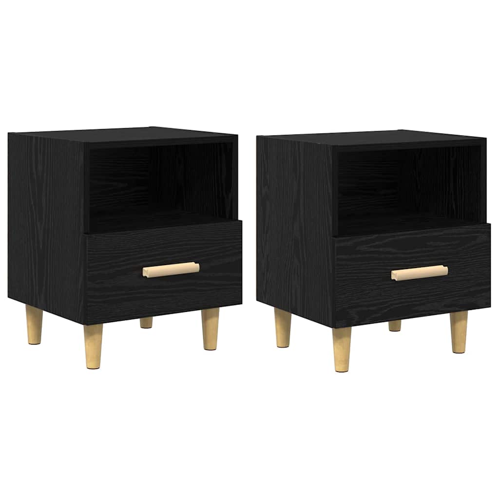vidaXL Nachttisch 2 pcs Schwarz Eichen-Optik 40 x 35 x 47 cm