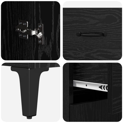 vidaXL Sideboard Schwarz Eichen-Optik 69,5 x 34 x 90 cm Holzwerkstoff