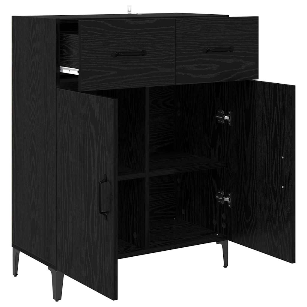 Sideboard Schwarz Eichen-Optik 69,5 x 34 x 90 cm Holzwerkstoff