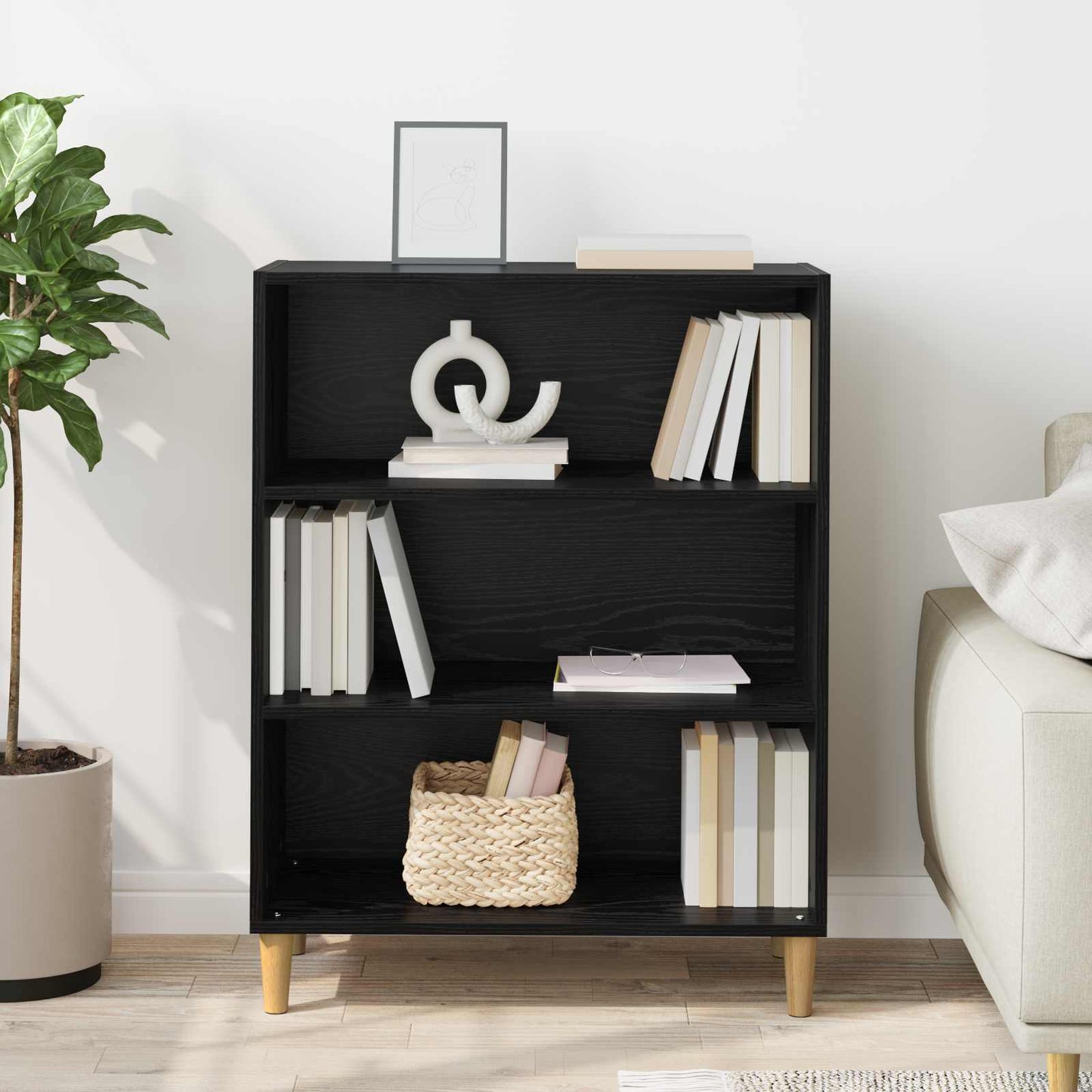vidaXL Sideboard Schwarz Eichen-Optik 69,5 x 32,5 x 90 cm