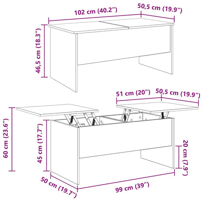 vidaXL Couchtisch Artisan-Eiche 102 x 50,5 x 46,5 cm Holzwerkstoff