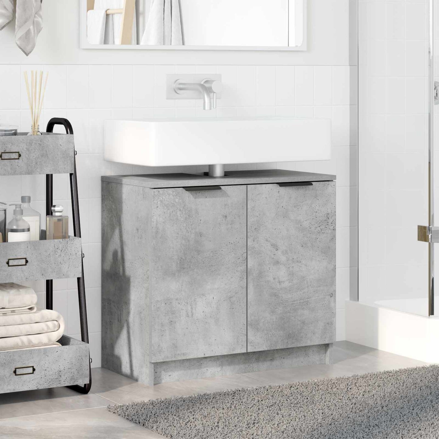 vidaXL Badezimmerschrank Beton Grau 64,5 x 33,5 x 59 cm Holzwerkstoff