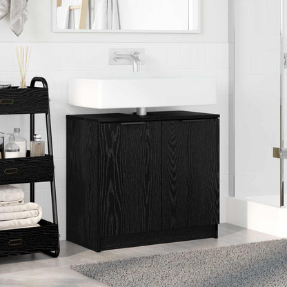 vidaXL Badezimmerschrank Schwarz Eichen-Optik 64,5 x 33,5 x 59 cm