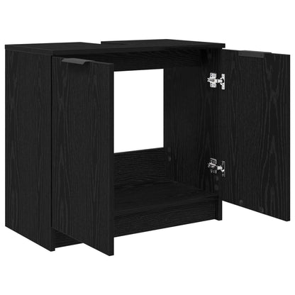 vidaXL Badezimmerschrank Schwarz Eichen-Optik 64,5 x 33,5 x 59 cm