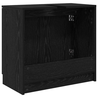 vidaXL Badezimmerschrank Schwarz Eichen-Optik 64,5 x 33,5 x 59 cm