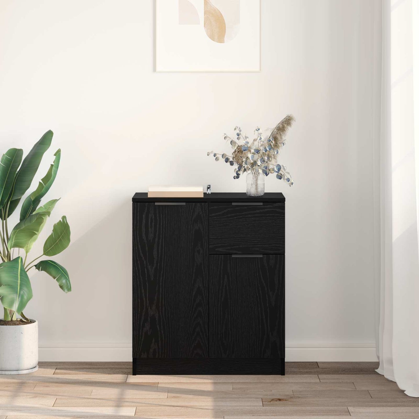 vidaXL Sideboard Schwarz Eichen-Optik 60 x 30 x 70 cm Holzwerkstoff