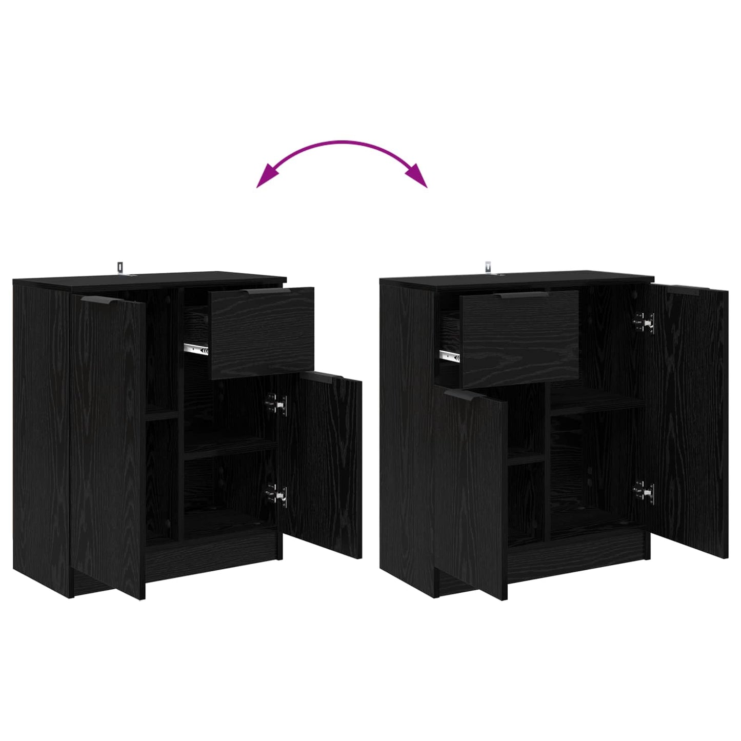 vidaXL Sideboard Schwarz Eichen-Optik 60 x 30 x 70 cm Holzwerkstoff