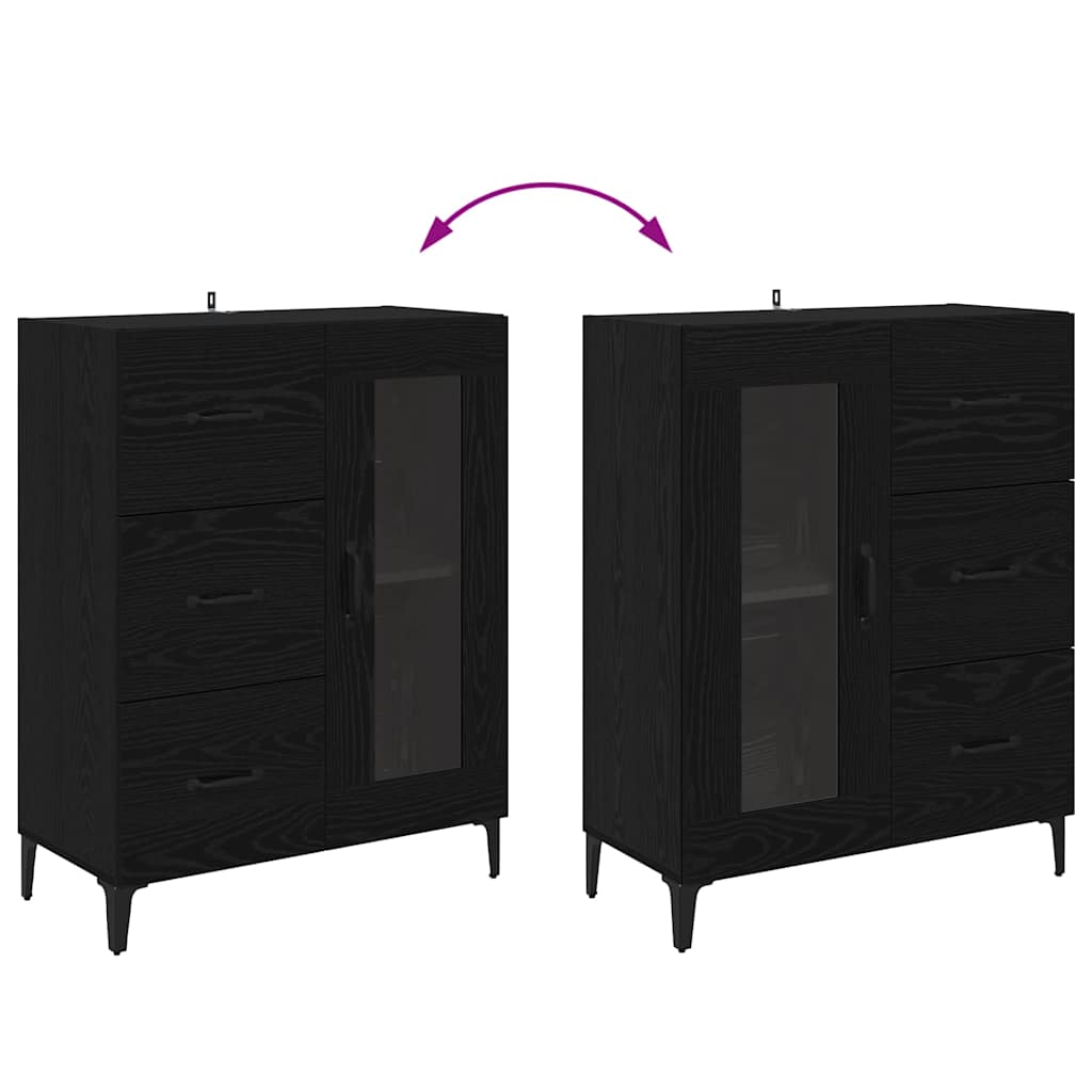 Sideboard mit Schubladen Schwarz Eichen-Optik 69,5 x 34 x 90 cm