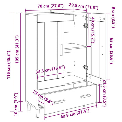 Highboard Schwarz Eichen-Optik 70 x 31 x 115 cm Holzwerkstoff
