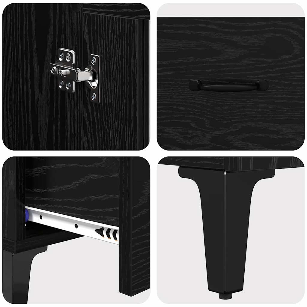 vidaXL Highboard mit Schubladen Schwarz Eichen-Optik 70 x 31 x 115 cm
