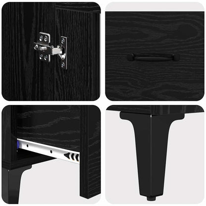 vidaXL Highboard mit Schubladen Schwarz Eichen-Optik 70 x 31 x 115 cm