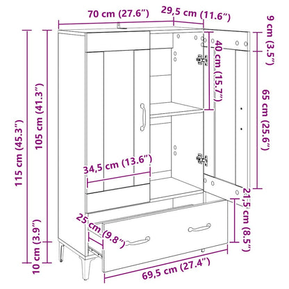 vidaXL Highboard mit Schubladen Schwarz Eichen-Optik 70 x 31 x 115 cm