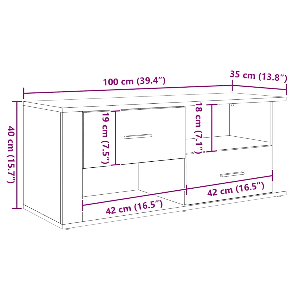 TV-Schränk Artisan-Eiche 100 x 35 x 40 cm Holzwerkstoff
