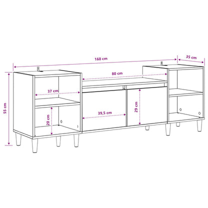 vidaXL TV-Schränk Schwarz Eichen-Optik 160 x 35 x 55 cm Holzwerkstoff