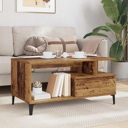 vidaXL Couchtisch mit Schubladen Altholz 90 x 49 x 45 cm Holzwerkstoff